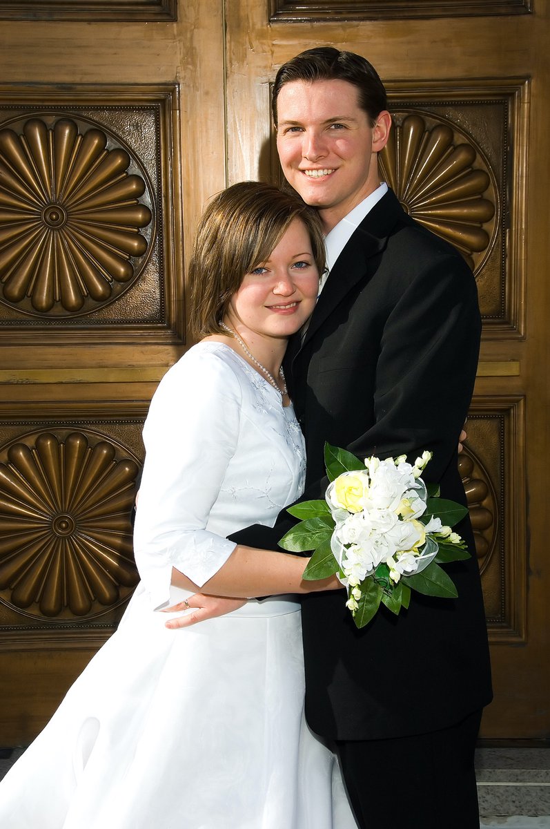 Dave and Sarah on their wedding day
