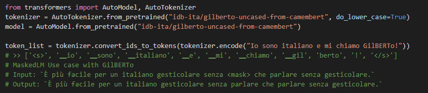 Leodipe94's tweet photo. Oltre la pasta e la pizza, in Italia c'è .. GilBERTo!
@GiulioRavasio and I are very happy to release GilBERTo 🇮🇹 an Italian uncased language model based on RoBERTa trained on ~71GB Ita Common Crawl!
Try GilBERTo with #fairseq or find it directly into @huggingface 🤗library
Ciao! https://t.co/NTjvNmov6g