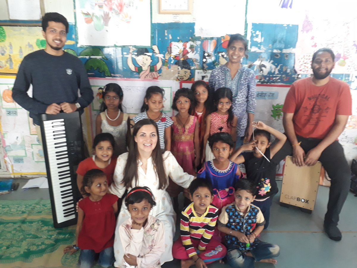Another day, another 2019 highlight. We loved having @GwennyMartin visit us last February. Gwen worked with students and choir-leaders to help them prepare for their end of year concert. #NGO #charity #Mumbai #music #choir #children #singingtogether