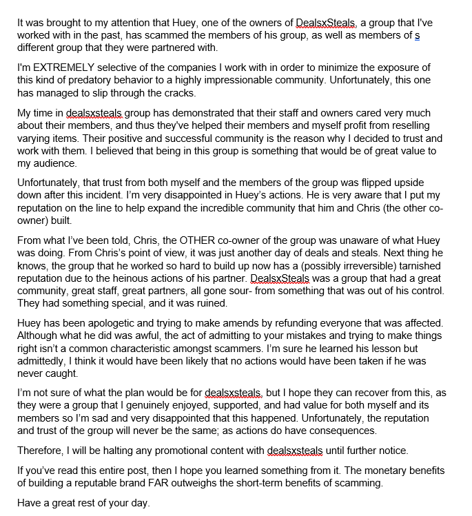 Regarding the <a href="/DealsxSteals/">Deals and Steals</a> debacle