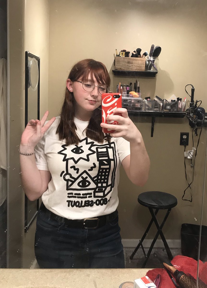 teenslug's tweet photo. finally got a chance to wear my epic #triangleguys merch from @matthwatson and take pictures of it in this moderately dirty mirror https://t.co/w0QmutgWpN