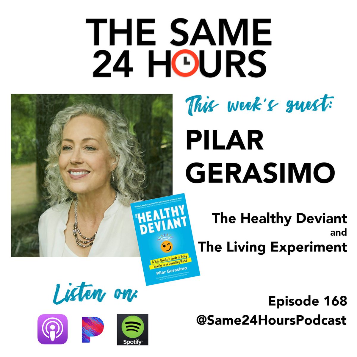TheSame24Hours's tweet photo. Happy New Year! Excited to launch this week's episode of the podcast
with the amazing Pilar Gerasimo (@pgerasimo) talking about her new book #theHealthyDeviant - available now for preorder! Listen to "The Same 24 Hours" wherever you love podcasts: https://t.co/4cFkw7xOfg https://t.co/8NI1OhvsWW