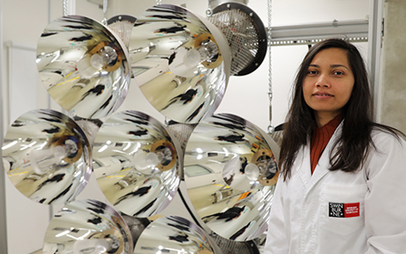 Swinburne's tweet photo. PhD candidate Suneeti Purohit @suneeti9 has won innovation competition #AMPIgnite2019 with her pitch for solar-powered steel processing! Read the full story ๐ https://t.co/aPqdYcM1xH #womeninSTEM #STEM @AMP_AU https://t.co/R54OAqgbZo