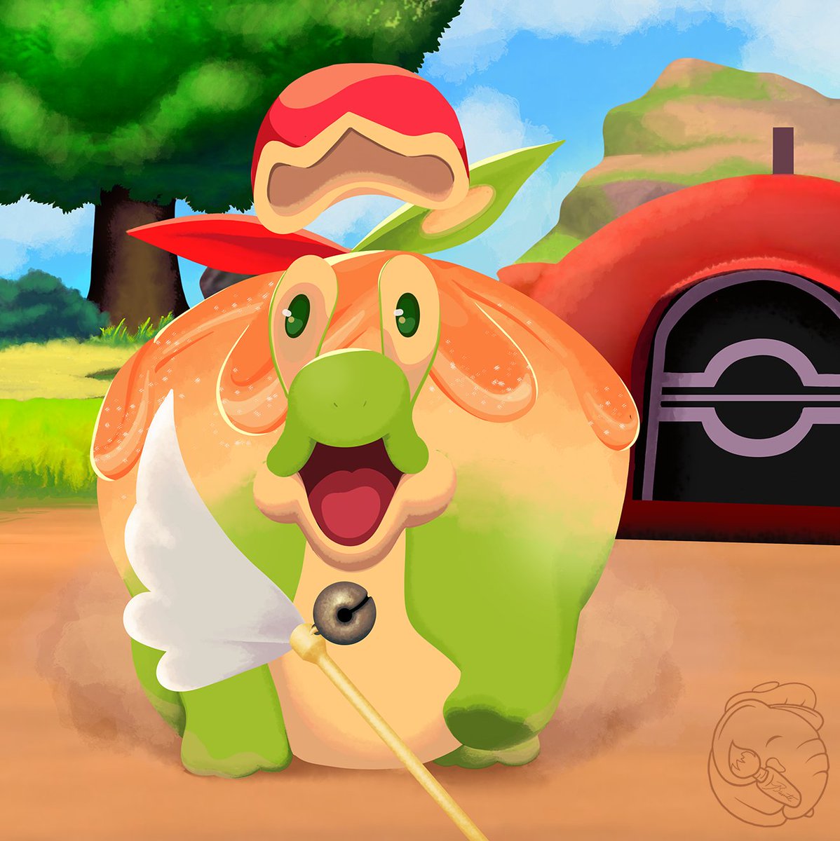 BunteJenny's tweet photo. Appeltun 🍎🤗 - #appeltun #schlapfel #pokemonsword #pokemonshield #pokemon #pokemonfanart #nintendoswitch #digitalart #pokecamp #newpokemon #pokemon2019 #galarpokemon #playpokemon #dragontype #applepie #fanart #autodesksketchbook https://t.co/YQh1McgGxu