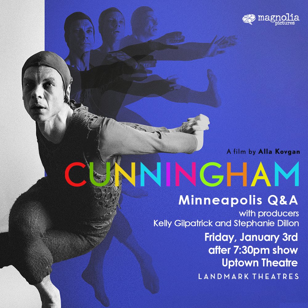 CunninghamMovie's tweet photo. Attention Boston and Minneapolis residents: Special #Cunningham post-screening Q&amp;As are coming your way! Don’t miss your chance to hear from the director and producers behind this spectacular cinematic achievement.  https://t.co/ZRU2pXoSL7 https://t.co/PCQdAH32EV