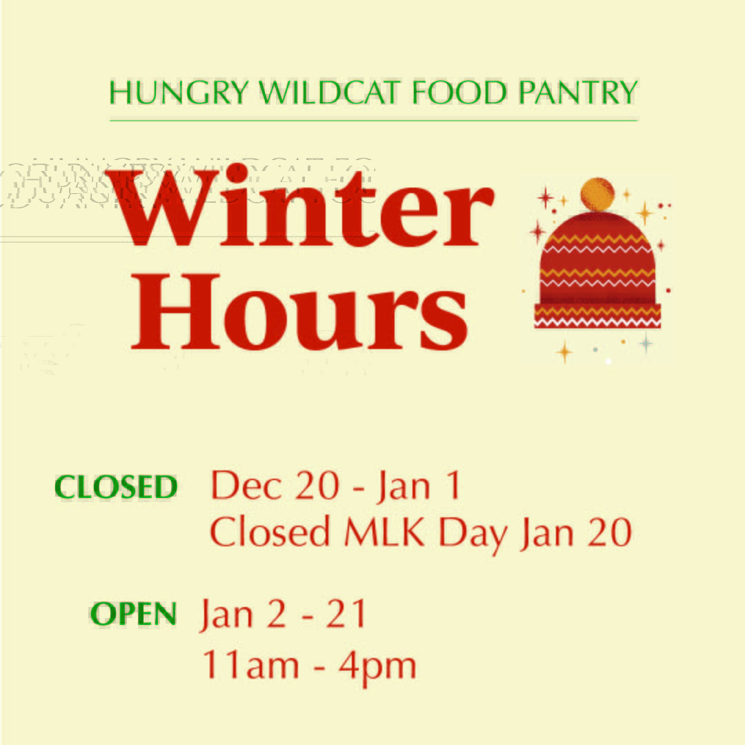 HungryWildcats's tweet photo. The PANTRY is OPEN today and during Winter Session, M-F, 11AM - 4PM (closed MLK Day Jan. 20). Stop by for some excellent produce today! @ChicoState @HungryWildcats @CHCChico https://t.co/CjxfqVBkhW