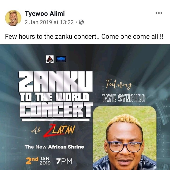 tayesynchro's tweet photo. Welcome 2020 beautiful people ♥️ Synchro say thank you Facebook for the memories it's been exactly a year today this day my first major concert and I say glory to God almighty for the gift of life Alliamdullilahi Synchro a ti n baabo ojo ti pe but o pe 💥💥💥 https://t.co/PpafRG8B3e