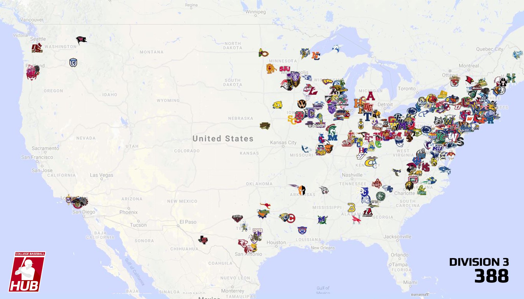 College baseball hub on twitter a map of all 1 140 4 year college