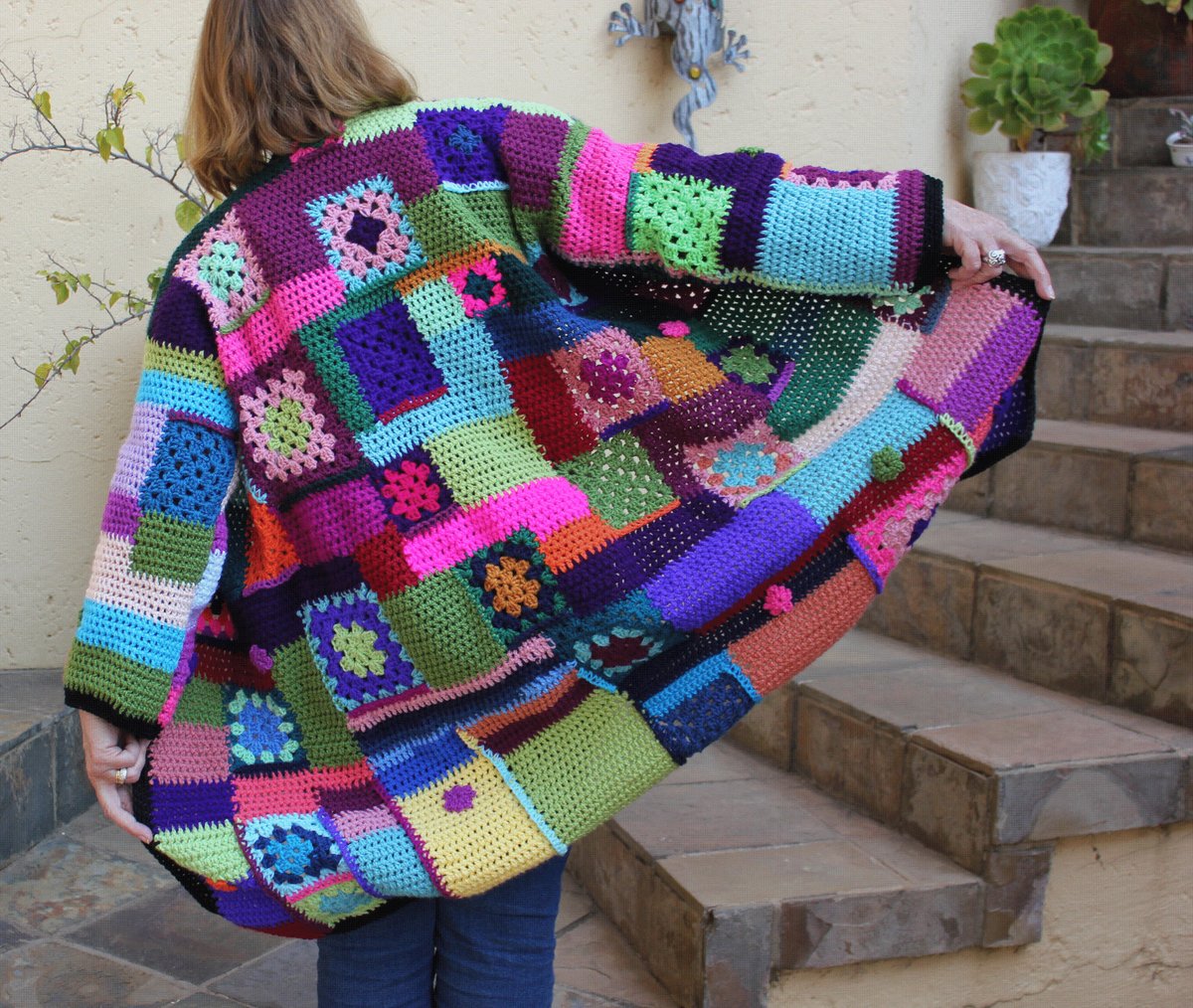 kennainafrica's tweet photo. Crochet jacket , Granny Square coat , Textured jacket , Crochet coat , Cardigan , Vintage style jacket , Colorful coat https://t.co/1CIj4YkEI7 #Handmade #KennaInAfrica #Etsy #ColorfulCoat https://t.co/70HXx7PjnH