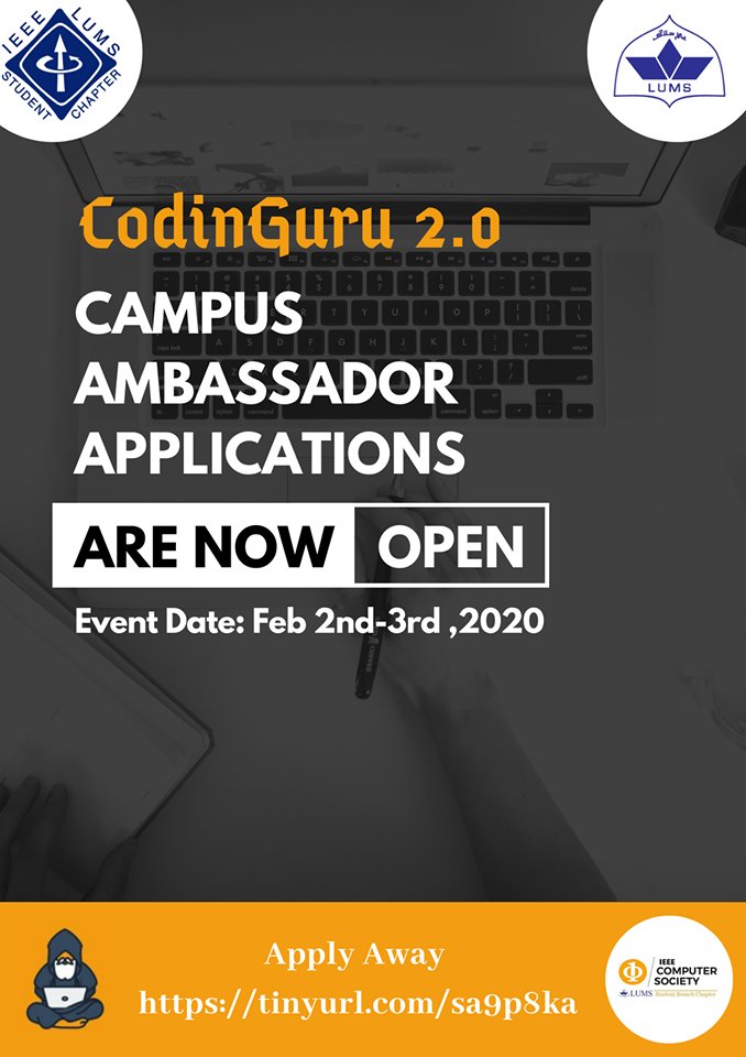 ieeelums's tweet photo. Ambassadorship perks include:
1. Certificates for all 
2. Best ambassador will be awarded with a shield.
3. Ambassadors (bringing up to 7 teams) will get free food coupons and entrance in Social Night.
Fill up the Registration form  https://t.co/UerdT1roNS
Deadline : 12 Jan 2020 https://t.co/swrpsoPGDk