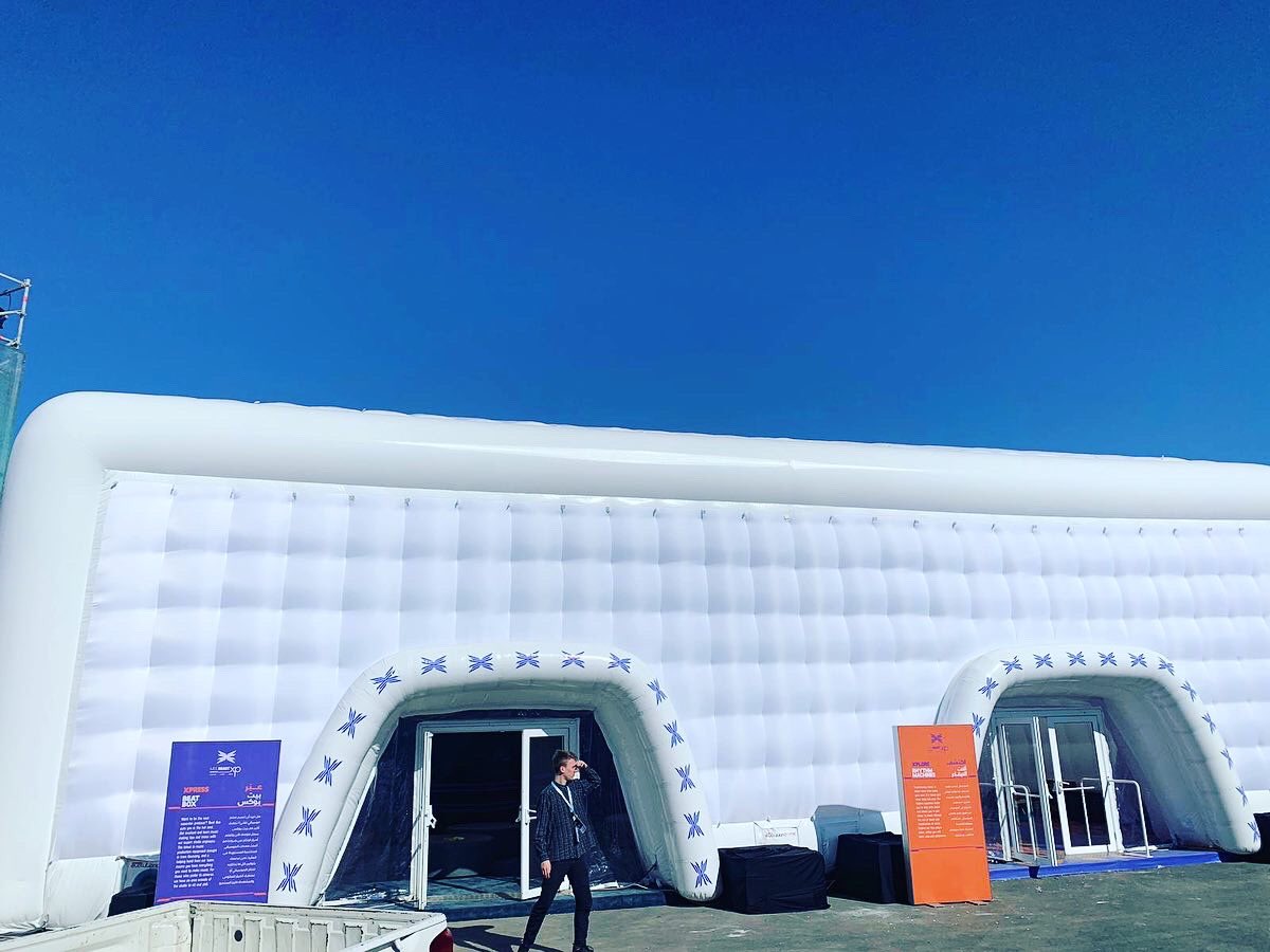 Evolutiondome's tweet photo. Our 20m Cube looking stunning in Saudi Arabia last week for @MDLBeast #Events #TemporaryStructures #InflatableStructures #InflatableMarquee #MDL https://t.co/uAbmX7LmeD