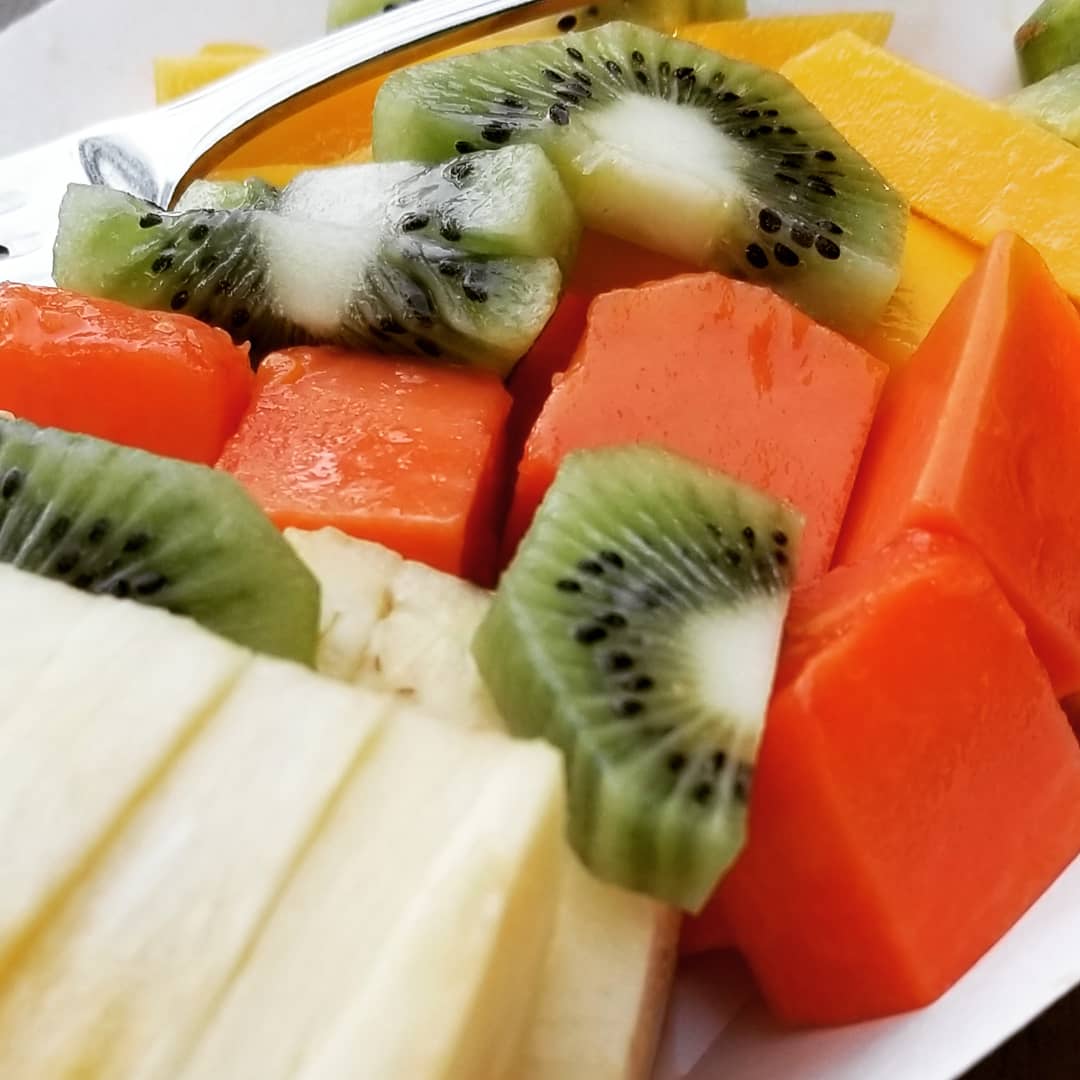 That bright orange fruit contains 3x the required vitamin C per day!!  Move over oranges😉  It is guava.