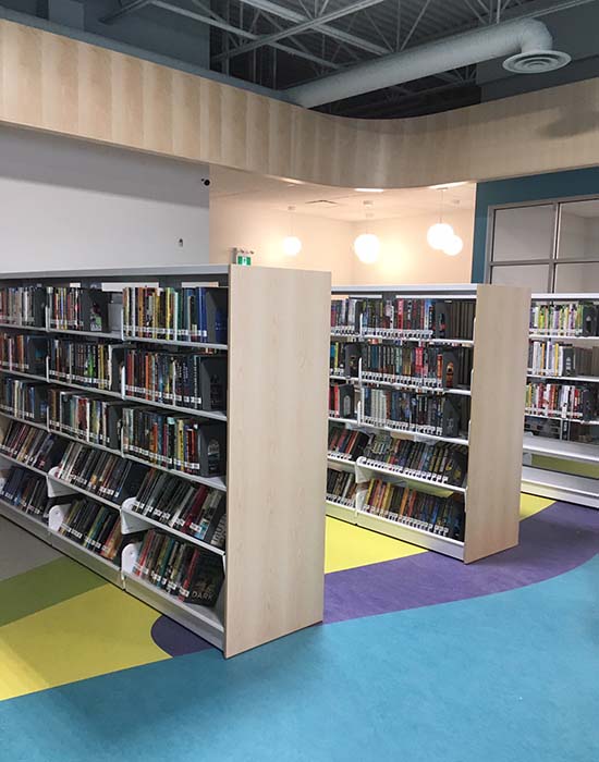 StAlbertLibrary's tweet photo. Jensen Lakes Library is now open, and we're excited to welcome everyone. It's a small space, but we know it will have a big impact. Remember, library cards are free for #StAlbert residents! #HappyNewLibrary https://t.co/MTRtysxQod
