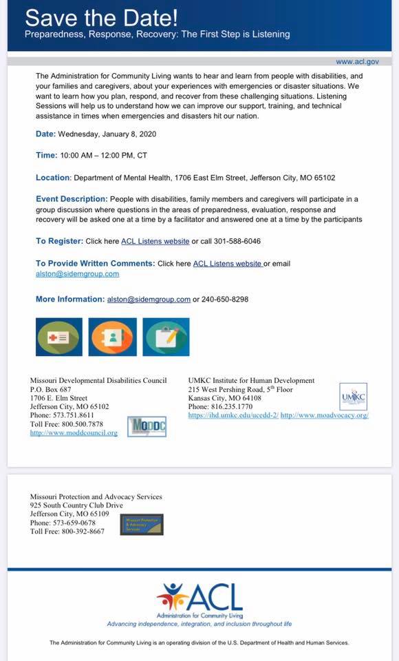 Please join this upcoming listening session on Thursday, Jan. 9 at UMKC IHD. Details below: