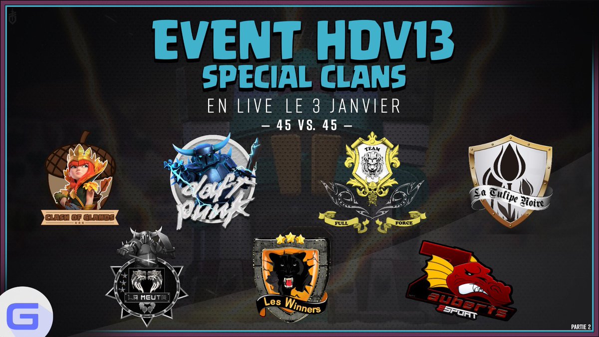 MeuteCoc's tweet photo. EVENT HDV13 SPECIAL CLAN FR 

🗓️Vendredi 3 Janvier à 21h en LIVE
https://t.co/efC1awipuQ

Les Chefs présentent leur clan dans cet Article : 

https://t.co/g5kn2HwLyk…

Merci Gouloulou 😉👍... https://t.co/7DAodUcMll