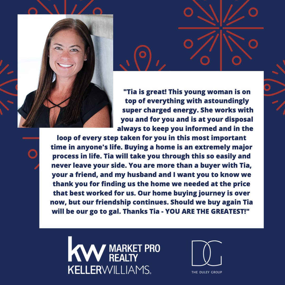 TheDuleyGroup's tweet photo. We're so proud of our very own, Tia! Transforming lives through homeownership. 👌

#TheDuleyGroup #Kellerwilliamsmarketprorealty #Northwestarkansas #reviews #feedback #bestofbest #toprealtors #NWArealtor #realestate https://t.co/RPtyO2pLYO