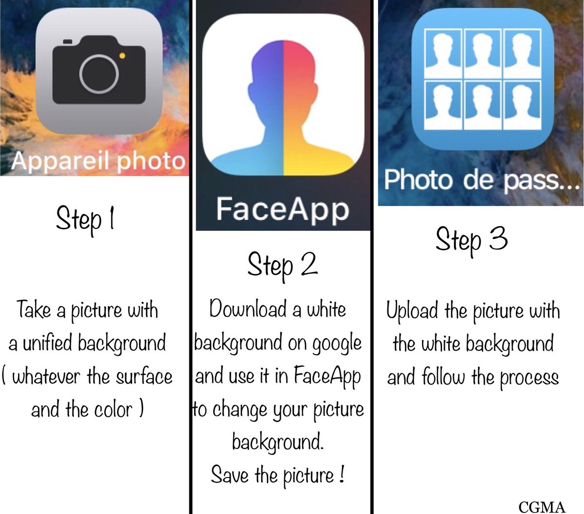 How to make a #passeport pic with your phone ? Here are the 3 apps needed : #Appareilphoto #FaceApp #photodepasseport