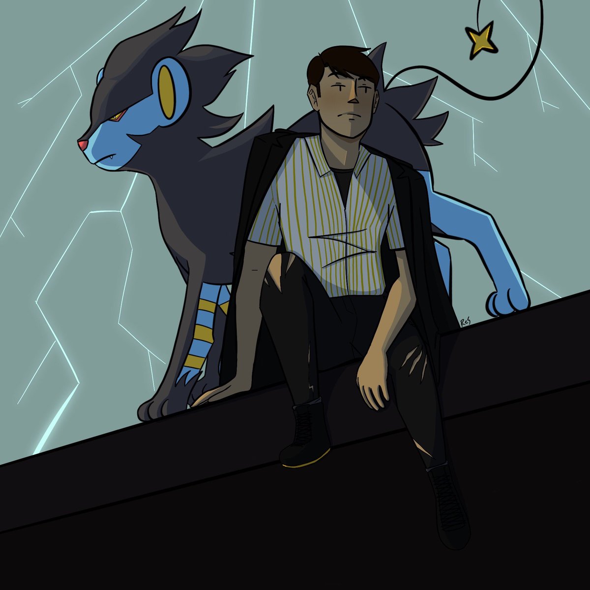 res554's tweet photo. Was inspired by @DrawfeeShow to draw myself as an electric gym leader after watching the FIRST Nuesday video of the year https://t.co/63WYvyrbVl