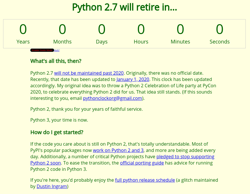 LefterisJP's tweet image. The start of the new decade also marks the end of #Python2 as it has now reached end of life.
python.org/doc/sunset-pyt…