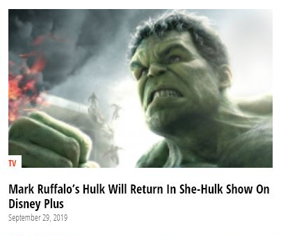 First, they claim the obvious and that Hulk will star in the show too. Which makes sense. He's her cousin after all.Two heavily CGI characters on a TV show with a budget of potentially up to $20M per episode.Alright, maybe, BUT THEN-