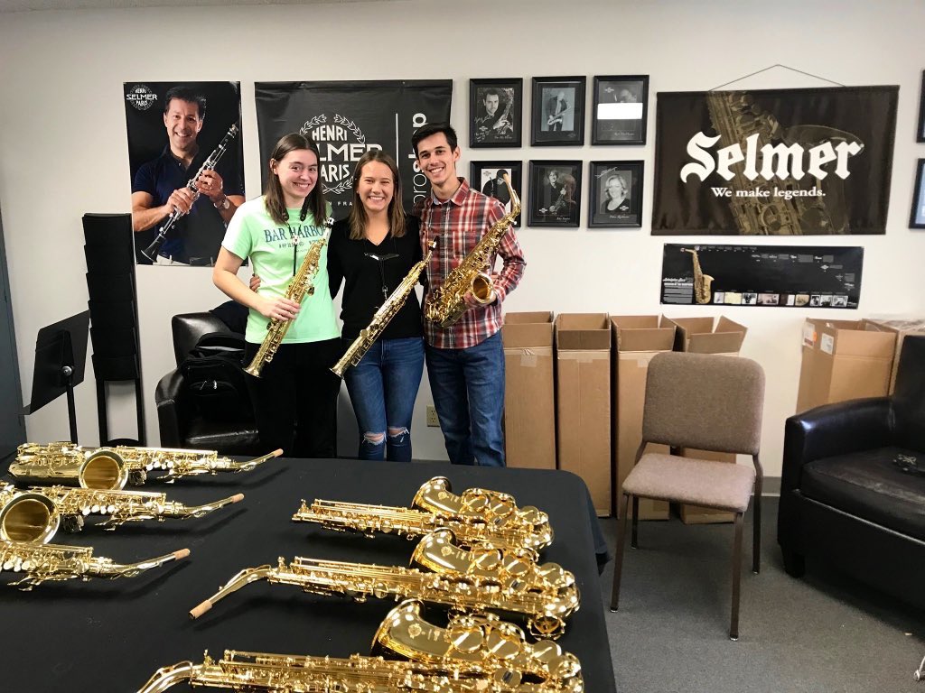 Recently, Dr. Sampen and members from the studio travelled to the <a href="/connselmerinc/">Conn Selmer Inc.</a> factory in Elkhart, where they picked out new <a href="/selmersaxes/">Selmer Saxophones</a> soprano and alto saxophones. Congrats on the new horns, ya'll! #sax #newstuff #saxophone #selmerparis