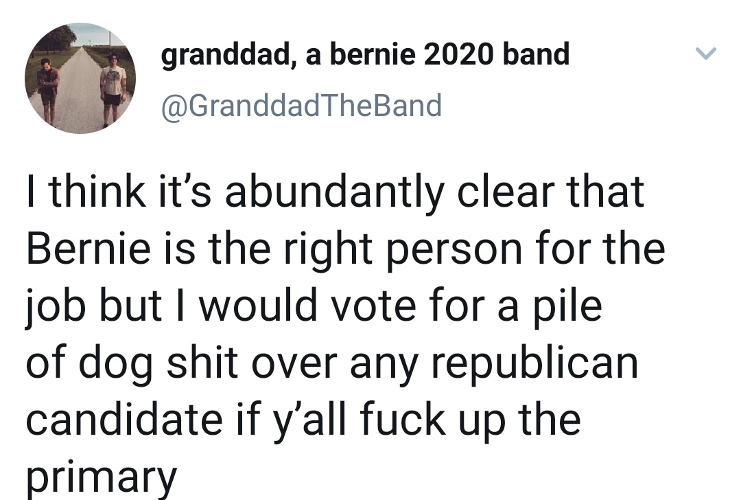 Artists big and small should be using their platforms to support  @BernieSanders for president!The winner of the primaries will be decided in the next 5 months. Let& #39;s make sure we send someone good up against Trump!