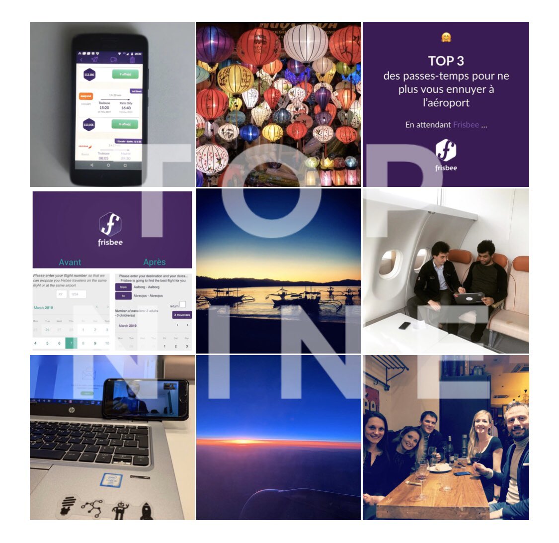 frisbee_startup's tweet photo. Retour en images sur 2o19... 
Des nouveautés pour @frisbee_startup, 
de beaux voyages &amp; de bons moments en équipe 😁 
La team #frisbee vous souhaite une merveilleuse année 2020✨
•••
#topnine #happynewyear #newyear #bonneannee2020 https://t.co/sGMgR7XtCk