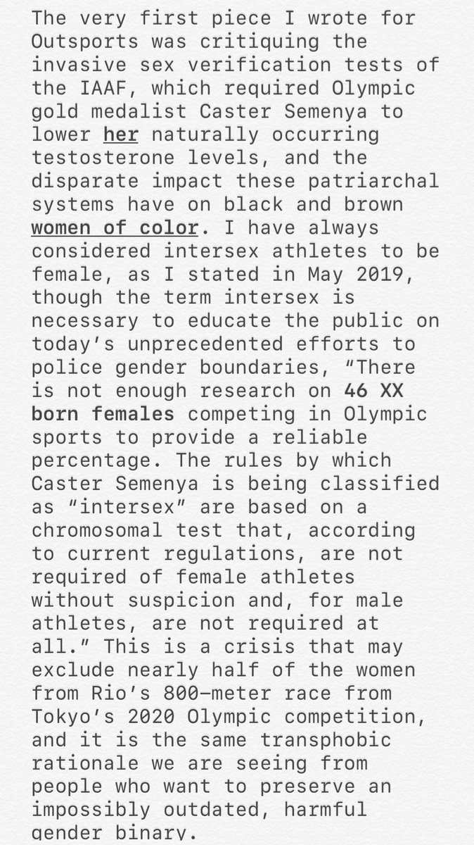 HaleyVideckis's tweet photo. As a pansexual advocate for the inclusion of intersex athletes in sports, it’s disappointing to see how quickly other advocates fracture our movement for all LGBTQIA+ athletes. If you really want CHANGE, invest your energy wisely, or we will never see it in this lifetime.👇🏼@RaeUK https://t.co/AcE5PBw241
