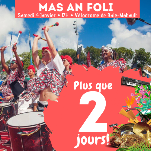 masanfoli's tweet photo. #MasAnFoli | Deux petits jours nous séparent de la 3ème édition du MAS AN FOLI, l'ouverture du Carnaval des îles de Guadeloupe ! Êtes-vous prêts à vibrer aux nombreux rythmes d'ici et d'ailleurs qui font la richesse de notre carnaval ?
__________________… https://t.co/pDz5rhnaNu https://t.co/FMorrBb1GD