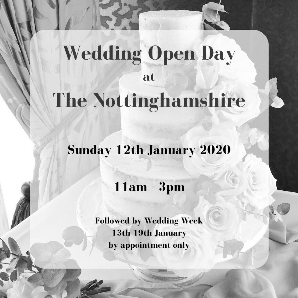 Wedding Open Day <a href="/thenottmshire/">The Nottinghamshire</a>! 

12th January. 11am - 3pm. 
Free Entry.

(If any of my followers could just retweet this - I would appreciate it!! Hard to see who actually sees a tweet)