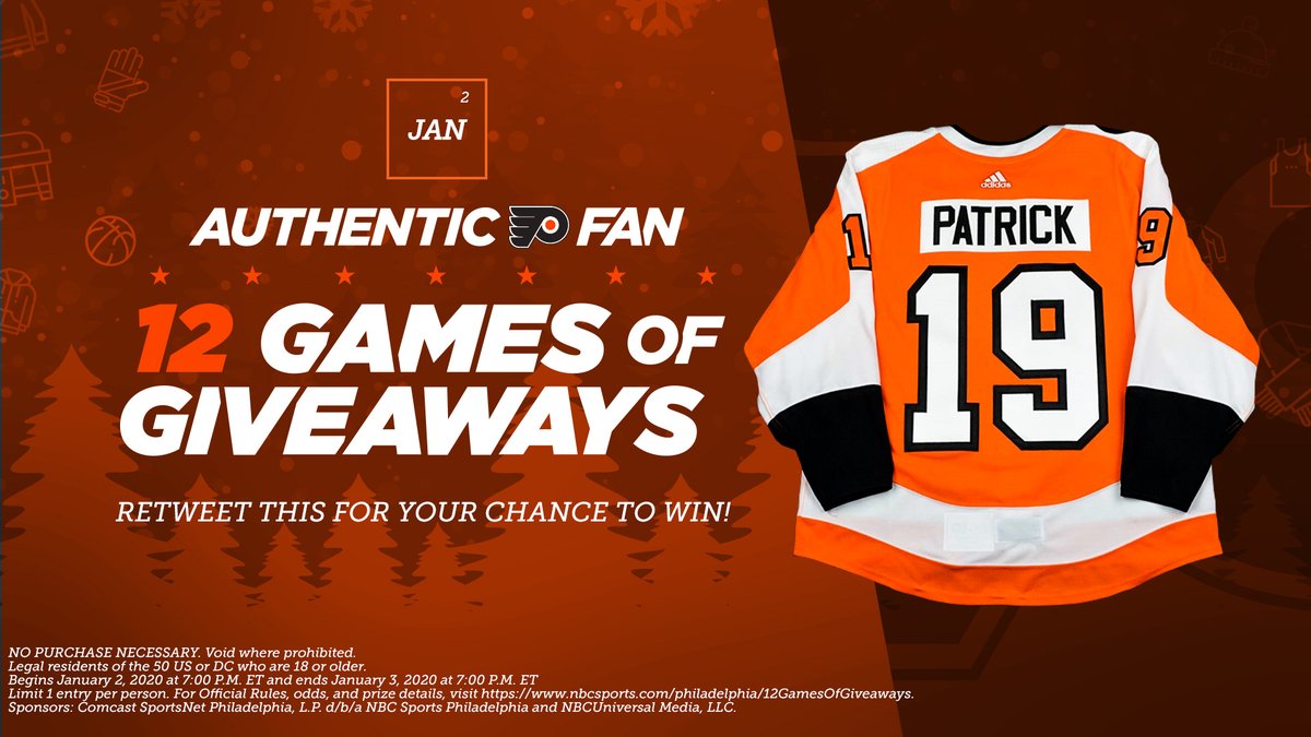 NBCSPhilly's tweet image. Tonight on the 12 Games of Giveaways, we’re giving away a signed Flyers jersey! 

Just retweet for your chance to win and while you’re at it – download the MyTeams app to stream tonight&apos;s game! | bit.ly/2SL8SN2