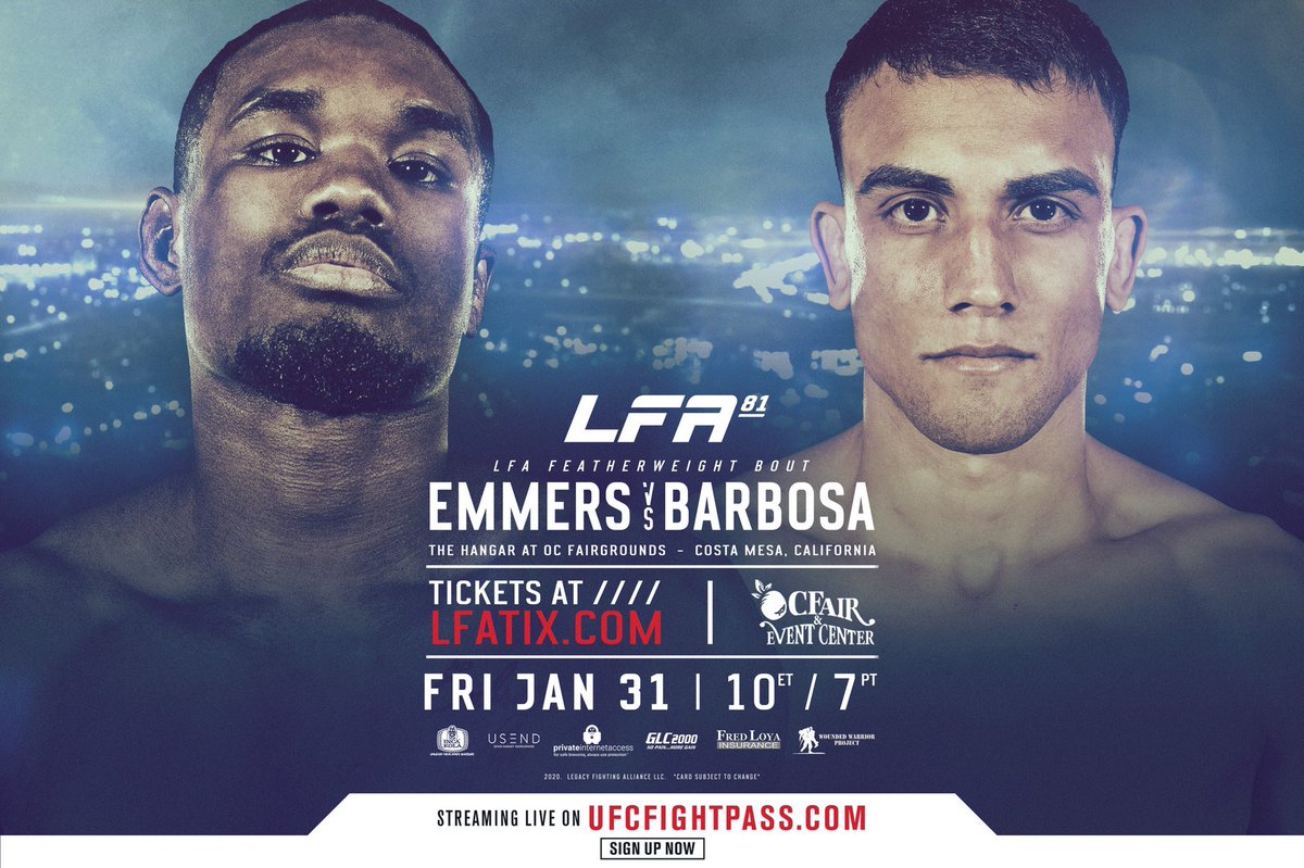 volkstyles's tweet photo. #UFCFIGHTPASS’s biggest upcoming fight day is looking like Friday, January 31, 2020:
#WLC11
#RoadToM1USA / #RoadToM1
#LFA81 https://t.co/ReH2lBFpJC