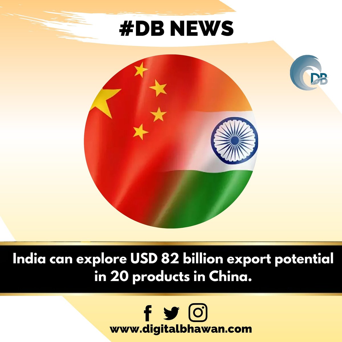 DigitalBhawan's tweet photo. Indian exporters have a competitive advantage as far as these 20 goods are concerned. Currently, India meets only 3.3 % or $2.7 billion of the total annual import demands of $82 billion for these 20 products in China. 

#india #FridayThoughts #NEWS #China https://t.co/05F1XSdEeY