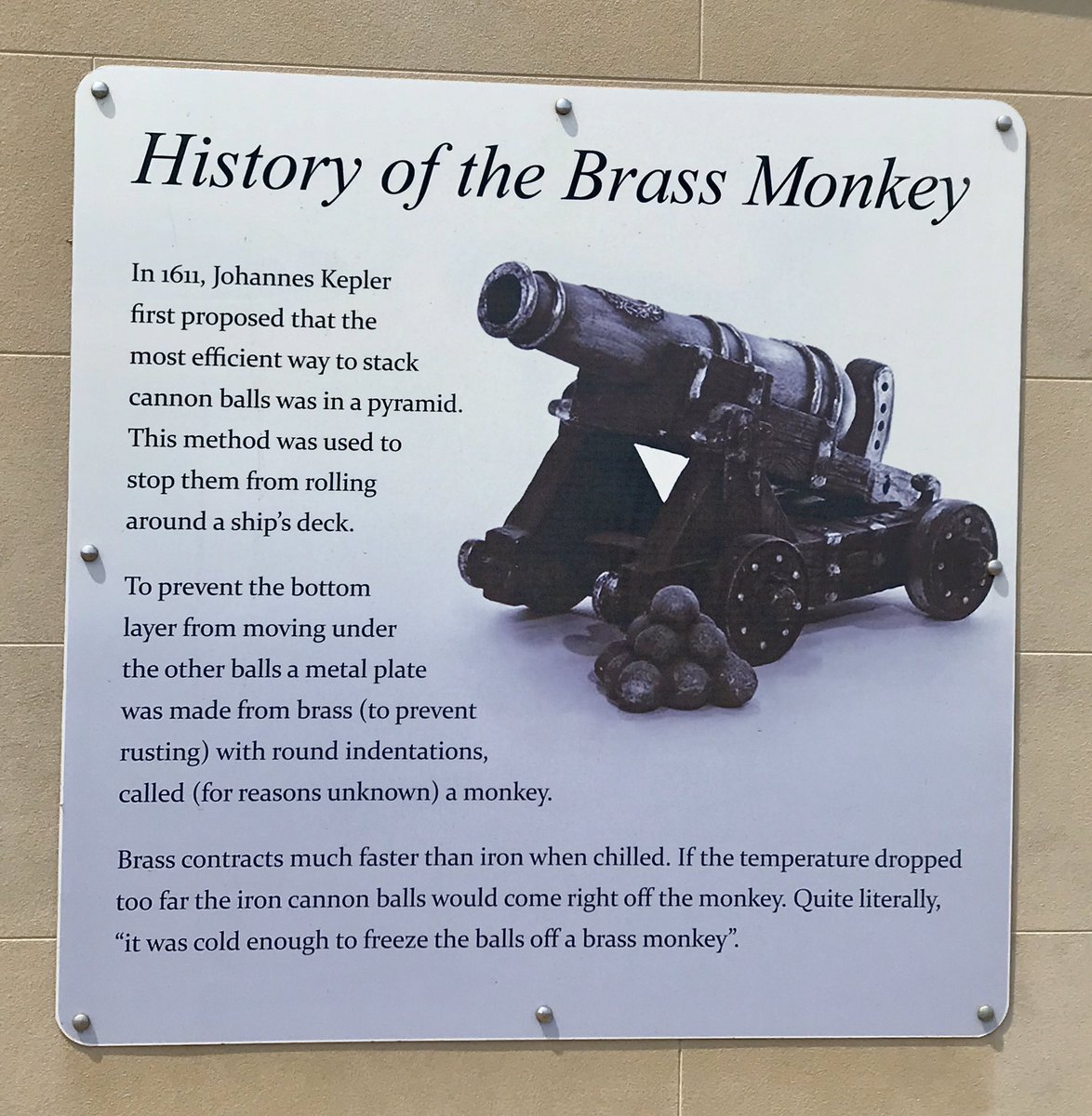 PotsStonesBones's tweet photo. I was today years old when I learnt where the saying โcold enough to freeze the balls off a brass monkeyโ came from. And itโs not rude! ๐ฑThank you #fortscratchley in #Newcastle #NSW!
โค๏ธ
#history not #bones #heritage #funatthefort #pleaseletthisbetrue #favouritesaying https://t.co/iSHcHKjAUA