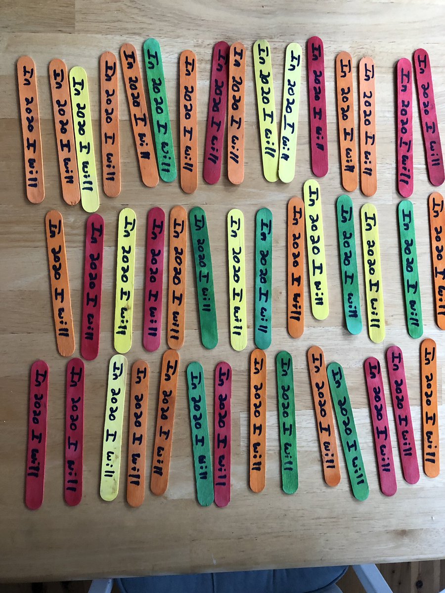 Inspiration sticks for my students today, prompt on one side their responses on the other. Happy 2020!