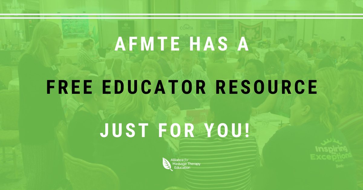 AFMTE's tweet photo. We are offering a FREE Educator Resource just for you! Download your AFMTE Core Competencies guide today!
๐
https://t.co/Gpjgw4p4jc
#massageeducation #massageandbodywork #AFMTE https://t.co/URjXjBTQ59