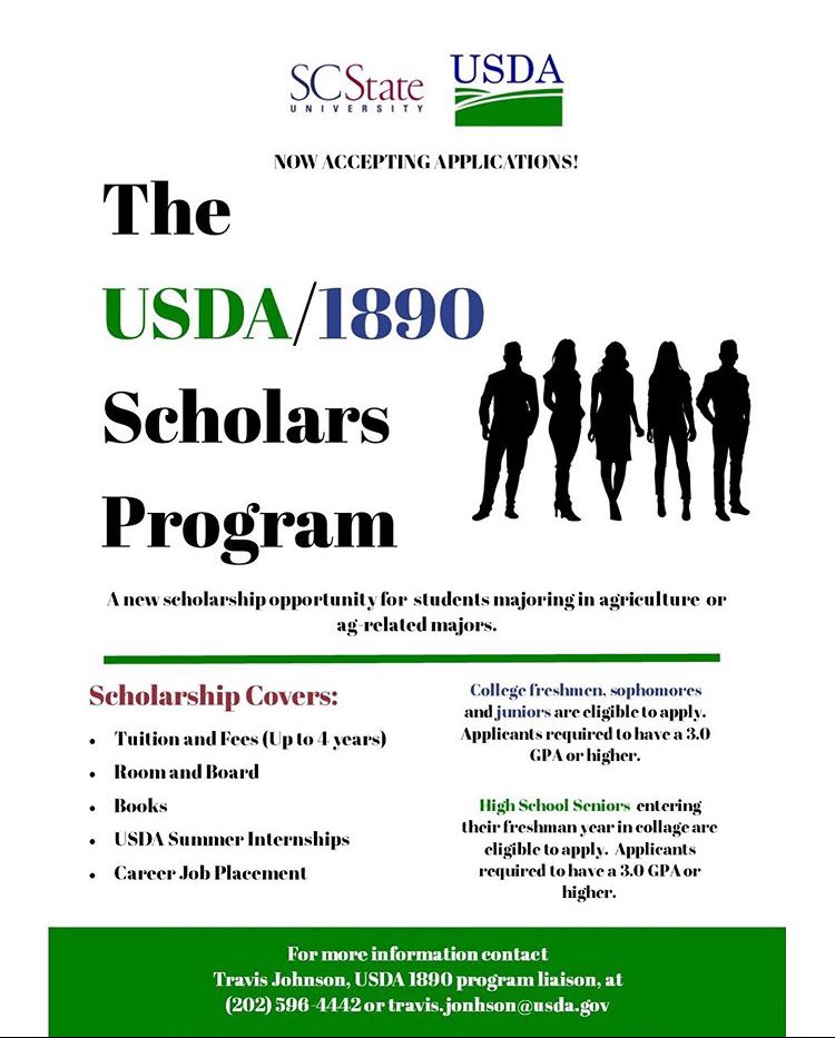 SCState1890's tweet image. Be sure to take advantage on this wonderful opportunity! Link in bio for more information and to apply! #scstate1890 #scholarship #usda