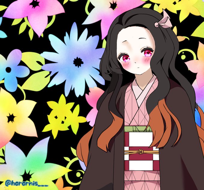 け いさんがTwitterに投稿した竈門禰豆子(鬼滅の刃)のイラスト。