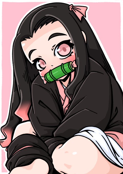 ブラニンさんがTwitterに投稿した竈門禰豆子(鬼滅の刃)のイラスト。