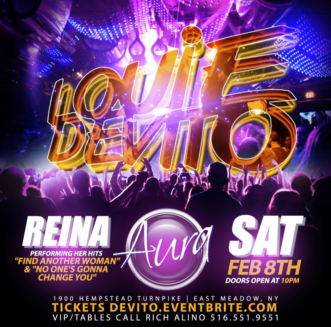 Saturday, February 8th my return to Aura in East Meadow! <a href="/ReinaMusic/">Reina</a> performing live!! Get your tickets here: bit.ly/aurany