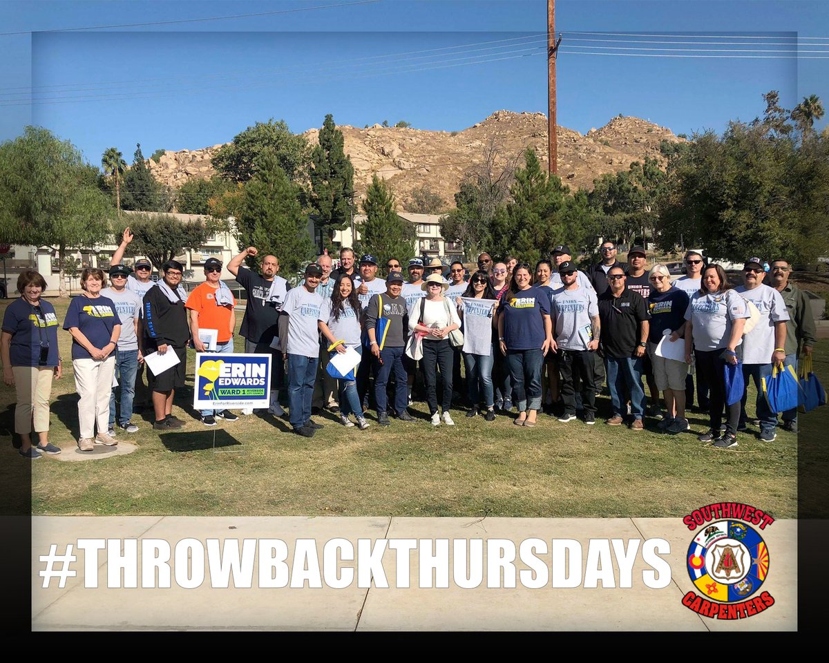 WSCarpenters's tweet photo. Happy #ThrowBackThursday! Check out this #TBT picture of our #InlandEmpireCarpenters with newly elected #Riverside City Councilmember @EE_Edwards12. #WeCame #WeCanvassed #WeConquered #CarpenterEconomics💪⚒️
#SWCarpenters #Carpenters #ImpactsMe #CUPP #InlandEmpire #UnionStrong https://t.co/ptxP2cbnxZ