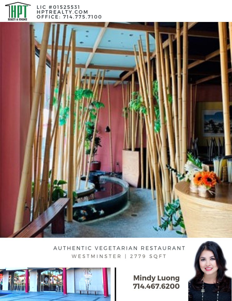 Vegetarian Kitchen in Westminster FOR SALE! Great Business Opportunity!

FOR MORE DETAILS:
Mindy Luong
License ID: 01335837
714-467-6200
mindyhanluong@gmail.com

#orangecountycalifornia #orangecountyca #orangecountyhomes #orangecountyrealtor #orangecountyrealestate #realestate