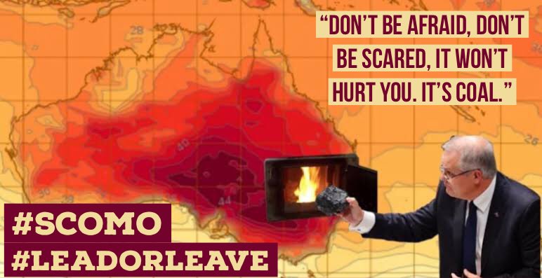 Australia is in the middle of a #bushfire crisis, there is no leadership in sight from our Prime Minister. This month he is actually going to India to sell our coal. This isn’t leadership, this is committing our country to burn in an inferno. #scomo #leadorleave #australiaburns