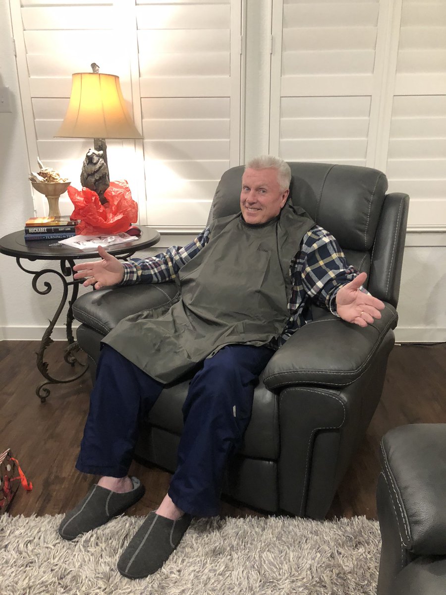 ohheyycailee's tweet photo. got my dad a bib that connects to the mirror for trimming his beard- he’s my favorite (peep his slippers)💓💓💓☺️😂 https://t.co/e4F5nohS57