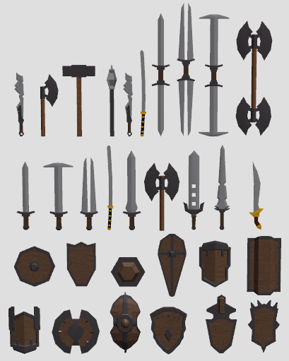 Undonebuilder On Twitter 30 Low Poly Weapons And Shields I Ve