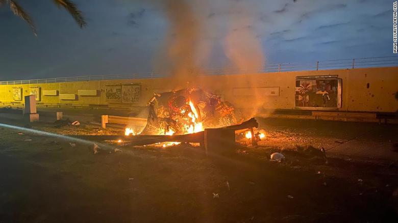 cnnbrk's tweet photo. A rocket attack near a Baghdad airport killed the head of Iran's Quds military force, as well as a senior Iraqi paramilitary leader https://t.co/eAZpFUdwph https://t.co/g3sKWC6AGE