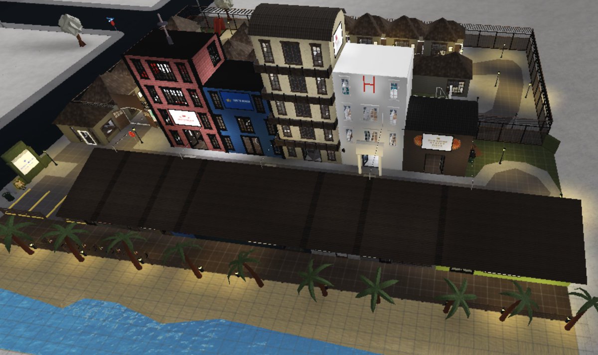 437mroblox On Twitter City Of South Beach Has A School Police Station Hotel Hospital Restaurants Movie Theater Laundromat Grocery Store Gym Bike Shop And A Gated Neighborhood Side View Bloxburg Bloxburgbuilds Bloxburgneigborhoods - beach hotel roblox