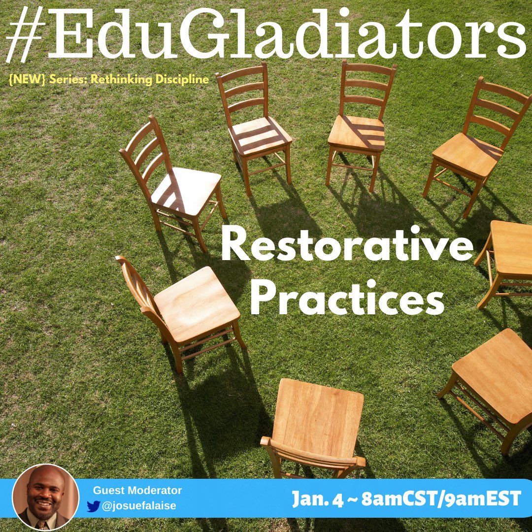 I am hitting ground running for 2020 hard. Please join me this Saturday at 9am EST to start off the NEW #EduGladiators chat series. Have some great questions for discussion on #RestorativePractices. Don’t want to miss it! #satchat #njed #principalsinaction <a href="/nasw/">NASW</a> #suptchat