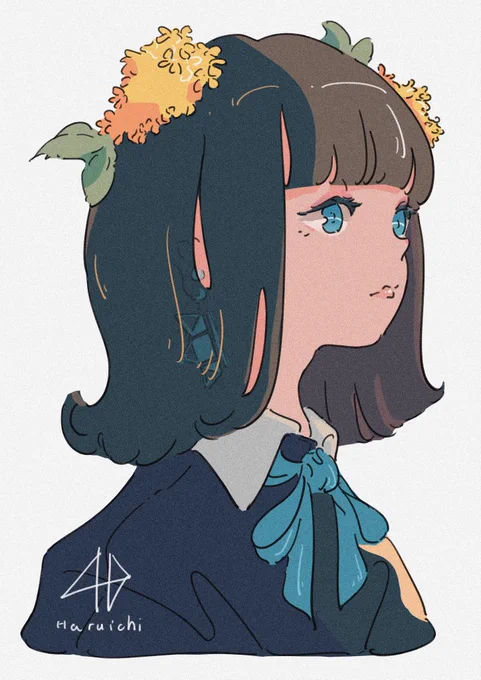 Huion様@Huion_Japan の最後のPRイラストです。「Huionをイメージしたオリジナルキャラクター」を描きました。頭の花は金木犀ですよ!? 