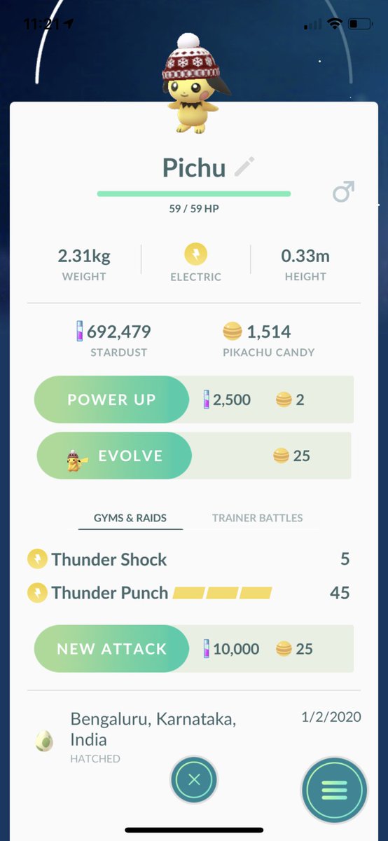 klatzya's tweet photo. Hatched another Pichu but not shiny.   Honestly he’s a bit to cute to be angry @PokemonGoApp #NotShinyPokemon #PokemonGO https://t.co/DI9MjfQvIC